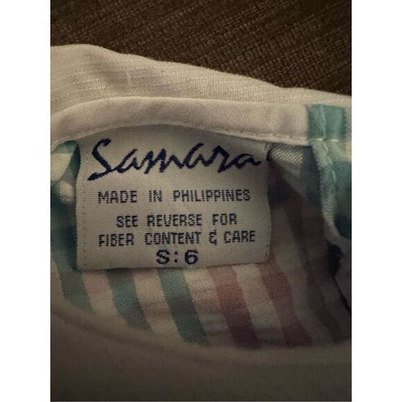 Samara Girls' Multicolor Gingham Bow Sleeveless Collared A-Line Dress Size 6 - Picture 5 of 5